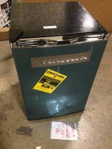 lot 28 image: Frigidaire 4.6 cu. ft. Retro Mini Fridge with Platinum Door Design with Freezer   Customer Returns  See Pictures
