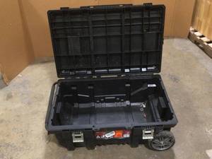 lot 40 image: Husky 23 in. 25 Gal. Black Rolling Toolbox with Keyed Lock Customer Returns  See Pictures