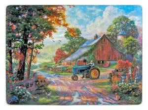 lot 30 image: 16 x 12 Thomas Kinkade Tempered Glass Cutting Board - Summer Heritage