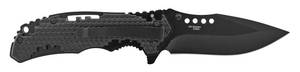 lot 36 image: 4.5 Hi Tech Grip Folding Pocket Knife - American Blue Line Support Local Police