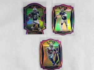 Lot of 3 Die-Cut Panini Prizm Select Ezekiel Elliott No. 109, Ezekiel Elliott No. 10, Dak Prescott No. 108