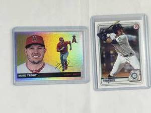 Lot of 2 Mike Trout Topps No. 50, Julio Rodriguez Bowman BP-19