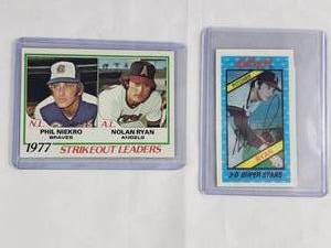 Lot of 2 Nolan Ryan Kelloggs 3-D Super Stars, 1977 Strikeout Leaders Phil Niekro & Nolan Ryan Topps No. 206