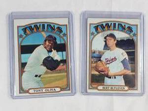 Lot of 2 1972 Topps Twins Cards Bert Blyleven No. 515, Tony Oliva No. 400