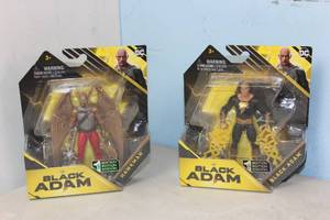 lot 69 image: NEW - 2PC - DC Comics Black Adam 1st Edition 4 Action Figure - Hawkman and DC Comics Black Adam 1st Edition 4 Action Figure - Black Adam