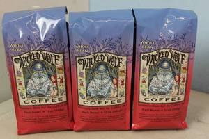 lot 242 image: 3 X 12oz bags of Ravens Brew Gourmet Coffee Whole Bean Dark Roast Best Buy 2082023