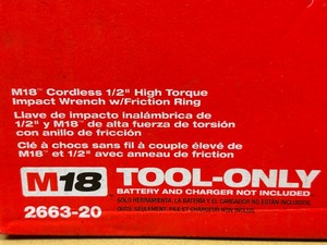 lot 18 image: Milwaukee 2663-20 M18 12 High-Torque Impact Wrench With Friction Ring