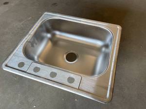 lot 21 image: Glacier Bay 25 in. Drop in Single Bowl 20 Gauge Stainless Steel Kitchen Sink Customer Returns See Pictures