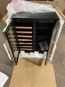lot 30 image: LANBO Wine Refrigerator 30 in. Dual Zone 33-Bottle 70-Can Beverage and Wine cooler in Stainless Steel  Customer Returns See Pictures