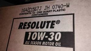 lot 360 image: Resolute 10w-30 Oil (12- 1 Qt.)
