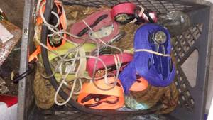 lot 370 image: Milk Crate W Ratchet Straps And Rope.