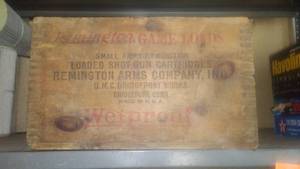 lot 410 image: Remington Ammunition Wood Box.