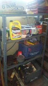 lot 443 image: Grey Metal Shelving With Contents.