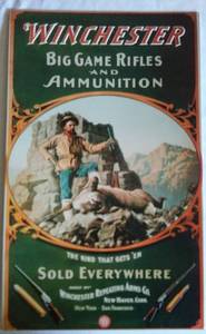 lot 500 image: Winchester Big Game Rifles Metal Sign.