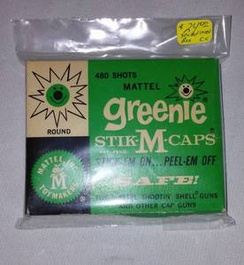 lot 541 image: Mattel Greenie Stick-M-Caps. New Old Stock