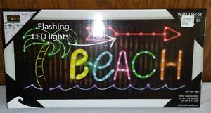lot 544 image: Beach Led Wall Dcor, New.