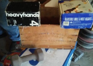 lot 777 image: Exercise Weights In A Wood Box.