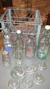 lot 925 image: Vintage Milk Crate and Bottles & More.