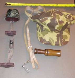 lot 682 image: Hunting Accessories. Duck Call, Camo Hat And More.
