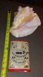 lot 961 image: Gunpowder Can And Conch Shell