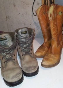 lot 18 image: Cowboy Boots And Hunting Boots.