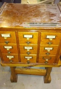 lot 36 image: Library Card File Cabinet. Gorgeous.