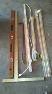 lot 118 image: Piano Hinges, T Square, Level, Power Stick.