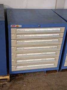 lot 443 image: Lyon Metal Parts Organizer Cabinet 7-drawer