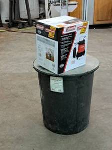 lot 471 image: Coleman Professional Automatic Submersible 4300gph Sump Pump (new), PlumbStar USA Sump Basin 20-Gallon