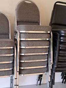 lot 571 image: Lot of (7) PaddedMetal Stackable Conference Chairs