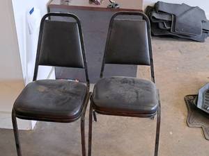 lot 480 image: Lot of (2) Padded Metal Stackable Conference Chairs