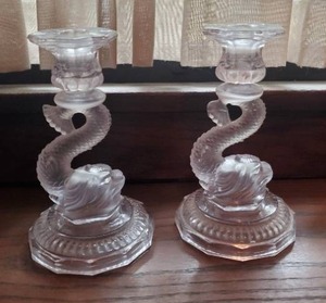lot 33 image: Two Cambridge Glass Candleholders