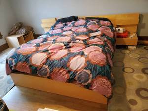 lot 215 image: MALM Queen Size Bed Platform With Nightstands