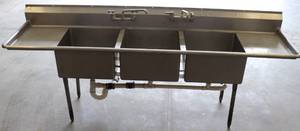 lot 32 image: 9 3tub Stainless Steel Sink