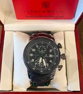 New Stockwell Black Dial Chrono Watch $775 Retail