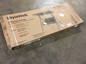 Stylewell 2-Pefson Swing Dark Taupe Finish - Riverbed Tan Fabric  Customer Returns See Pictures