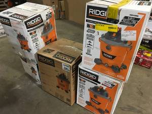 Pallet of Ridgid WetDet Shop Vacs Various Models and Conditions  Customer Returns See Pictures