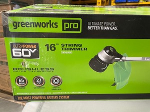 lot 3 image: New Greenworks Pro 16 String Trimmer with Battery & Charger