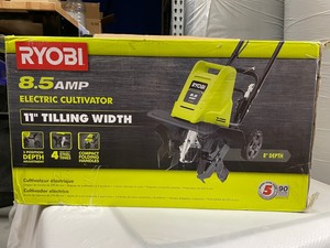 lot 4 image: New Ryobi 11 in. 8.5 Amp Corded Cultivator