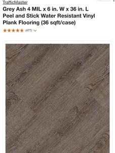lot 29 image: 11 Cases - Traffic Master - Grey Ash peel and stick Vinyl Plank Flooring (396 Sq Ft)