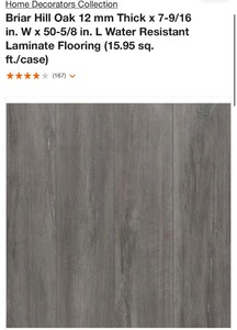 lot 41 image: 8 Cases - Home Decorators - Briar Hill Oak Laminate Flooring (127 Sq Ft)