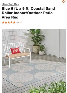 lot 54 image: New Hampton Bay Blue 6 ft. x 9 ft. Coastal Sand Dollar IndoorOutdoor Patio Area Rug