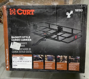 lot 67 image: Curt 500 lb. Capacity 60 in. x 24 in. Black Steel Basket Hitch Cargo Carrier (Folding 2 in. Shank)