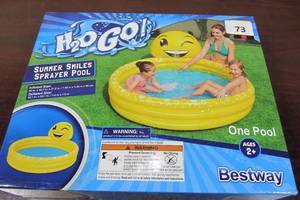 lot 73 image: Kids Kiddie Splash Pool H2O GO Summer Smiles Sprayer Sprayer Age 2 Yellow Emoji