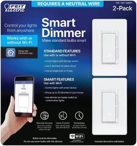 lot 52 image: Feit Electric Wi-Fi Smart Dimmer - Two Pack