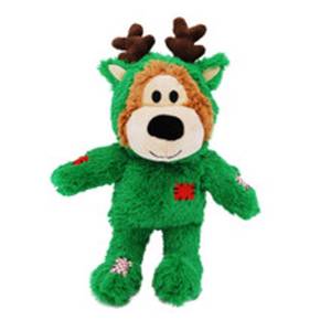 lot 63 image: Kong Holiday Wild Knots Bear Dog Squeak Toy Medium Green Christmas - 3 Pack