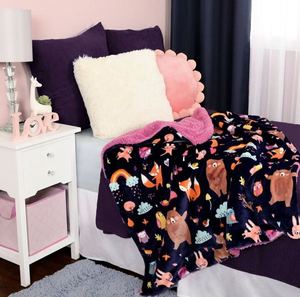 lot 64 image: Life Comfort Kids Ultimate Sherpa Fleece Blanket Woodland Animals 40x50