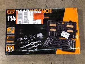 lot 15 image: GEARWRENCH SAEMetric Ratcheting Tap and Die Set (114-Piece) Customer Returns See Pictures