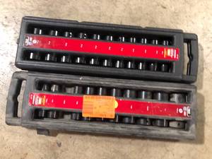 lot 22 image: 2 Lots of Husky 12 in. Drive Impact Socket Set, SAE in Blow Molded Case (11-Piece) Customer Returns See Pictures
