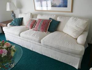 1990 White Silk Couch and matching chair